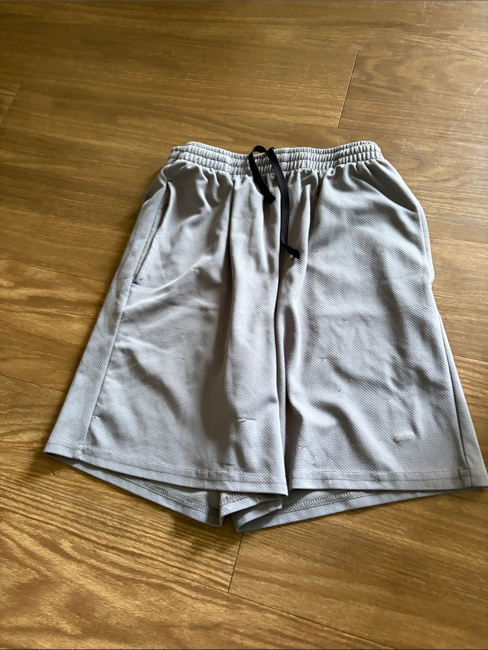 Men's Light Gray Athletic Mesh Shorts with Drawstring